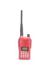 Red radio communication on white background