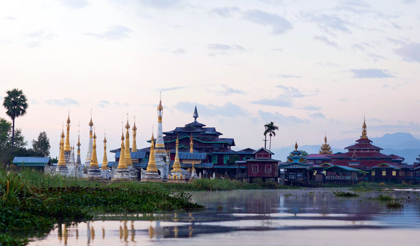 Ancient pagoda and monastery on Inle lake, Shan state, Myanmar