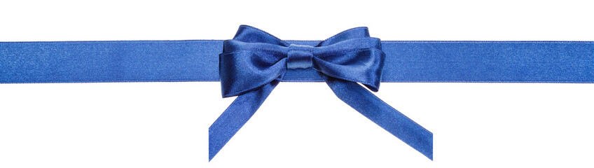 blue ribbon and real bow with vertical cut ends
