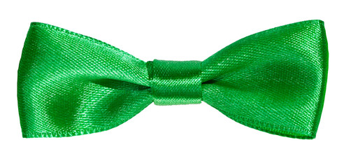 real green satin bow knot isolated on white
