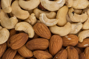 mixed nuts background above closeup