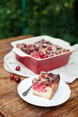 French dessert omelette with berries on a plate on the table