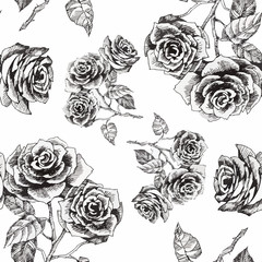 Seamless pattern with Beautiful flowers, Watercolor painting