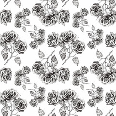 Seamless pattern with Beautiful flowers, Watercolor painting