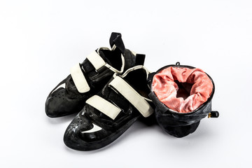 Boulder-/Kletterschuhe und Chalkbag