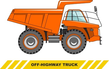 Off-highway truck. Heavy mining truck. Vector illustration.