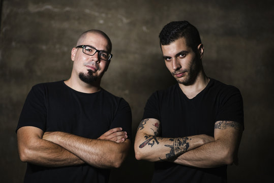 Gothic friedns posing with dark ambient light