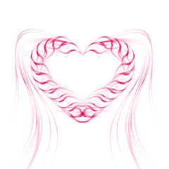 Background with heart of pink lines. Vector illustration.