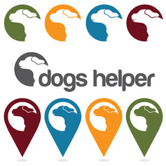dogs helper vector design template ,pins and web icons set