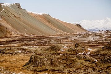 Impressive volcano mountain landscape in Iceland