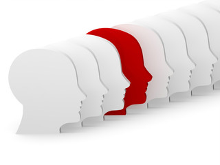 Human face in white red for business leadership