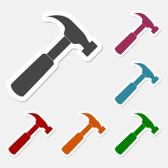 Hammer icon sticker set