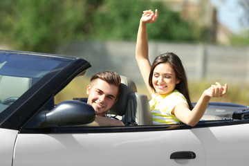 Couple in the car outside