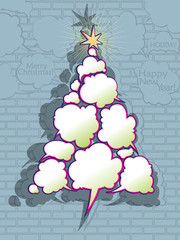 Illustration with christmas tree in the original style. 