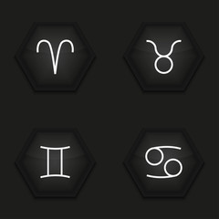 Vector modern sings of the zodiac  icons set 