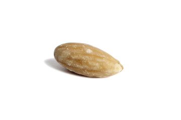 Fototapeta na wymiar Peeled almond isolated on white.