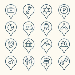 Map pointers icon set
