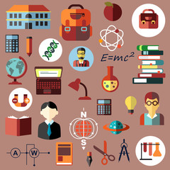 Education, school and science flat icons