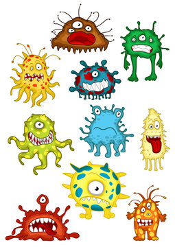 Colorful cartoon cute and eerie monsters
