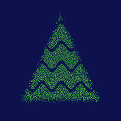 Fototapeta na wymiar Christmas tree silhouette from circle blue background