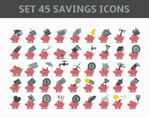 set 45 savings icons