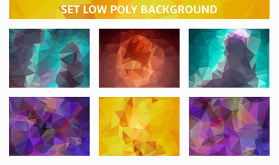 low poly set brightly colored background