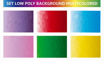 set multicolored background low poly