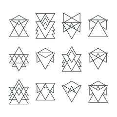 Set of trendy geometric icons. Geometric hipster logotypes colle