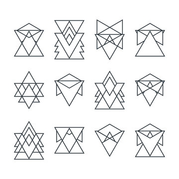 Set of trendy geometric icons. Geometric hipster logotypes colle