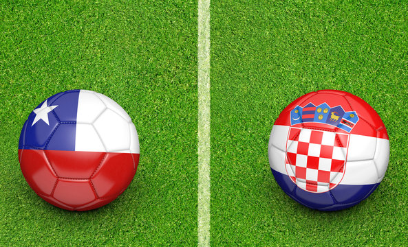 Team balls for Chile vs Croatia soccer tournament match