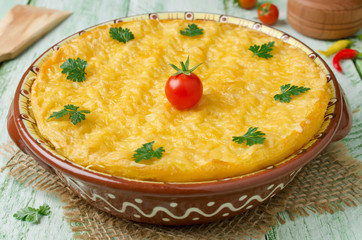 Casserole with potatoes and minced meat