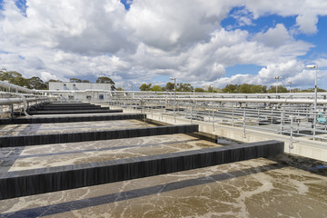 Aeration tank with waste water 