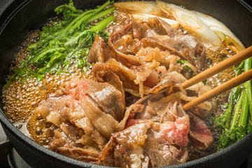 高級和牛ですき焼き Sukiyaki of high-quality Japane beef