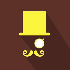 Hipster style flat icon with long shadow.