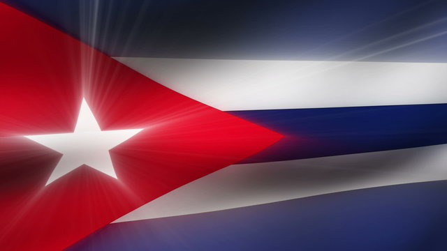 Flag FX0209: Close-up flag of Cuba ripples in a breeze (Video Loop).