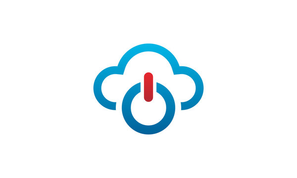 illustration logo combination from cloud with power button logo design concept