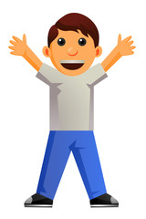 Happy boy with arms open wide vector image