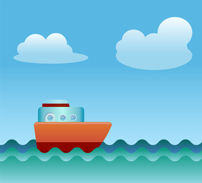Caricature boat ship vector image