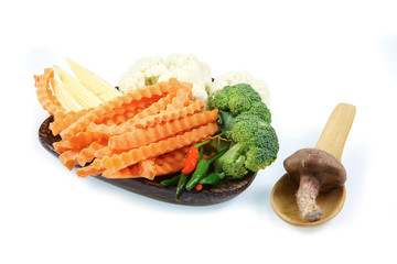 mixed vegetable on white background.