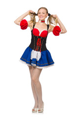 Woman in Oktoberfest concept on white