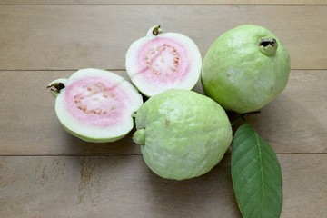 Guava on wooden background