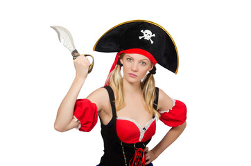 Woman pirate isolated on white