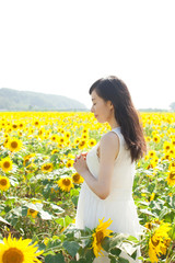 Fototapeta premium ヒマワリと女性