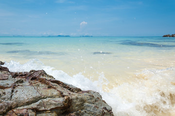 blue sky with sea and rock