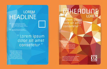 Triangle design vector template layout for magazine brochure fly