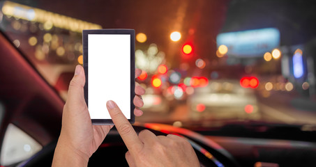 blur image of inside cars with bokeh .