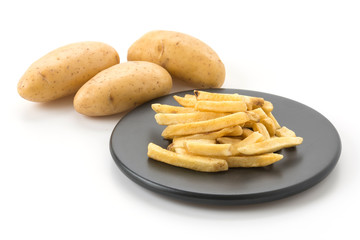 french fries on white background
