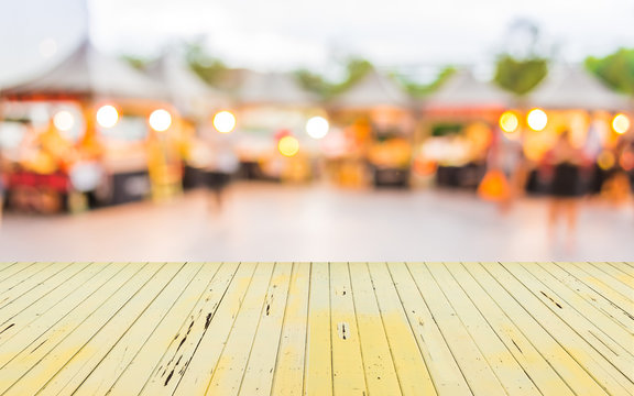 Blur Image Of Food Store In Day Festival .