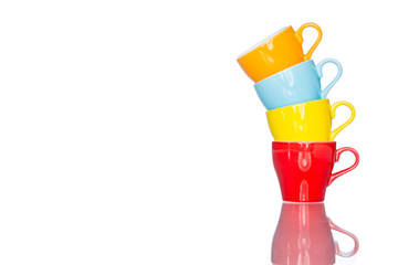 play multiple colorful coffee cup mug on reflection table
