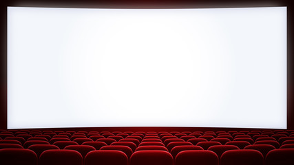 cinema screen with red seats backgound (aspect ratio 16:9)